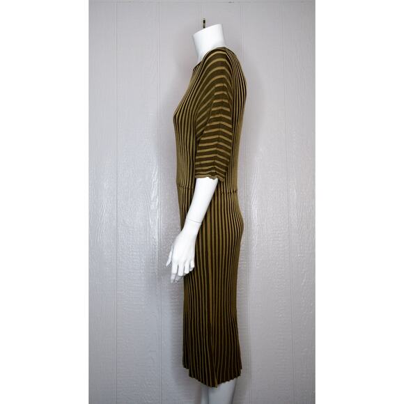 & OTHER STORIES Batwing Dolman Sleeve Gold Ribbed Stretch Midi Dress SMALL - Picture 3 of 12